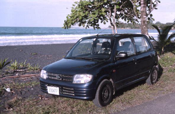 My little car at the dangerous Carribean Reggea coast of Costa Rica